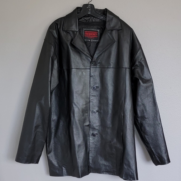 FREQUENCY OUTERWEAR Black Genuine Leather Jacket/ Size Xl. - Picture 1 of 12